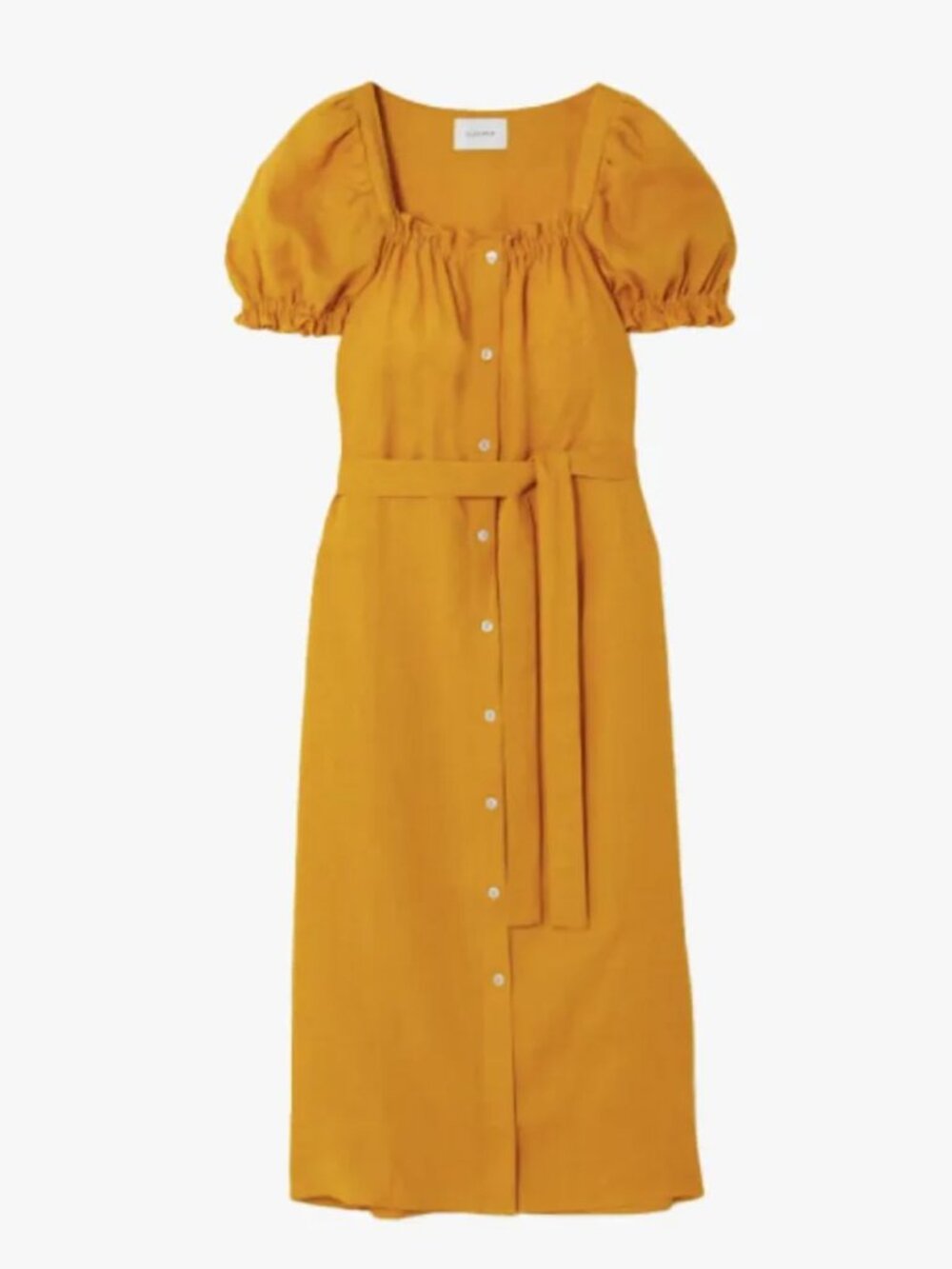 Sleeper Brigitte Midi Linen Dress in Burnt Orange size XS - Picture 2 of 8
